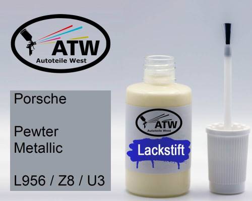 Porsche, Pewter Metallic, L956 / Z8 / U3: 20ml Lackstift, von ATW Autoteile West.
